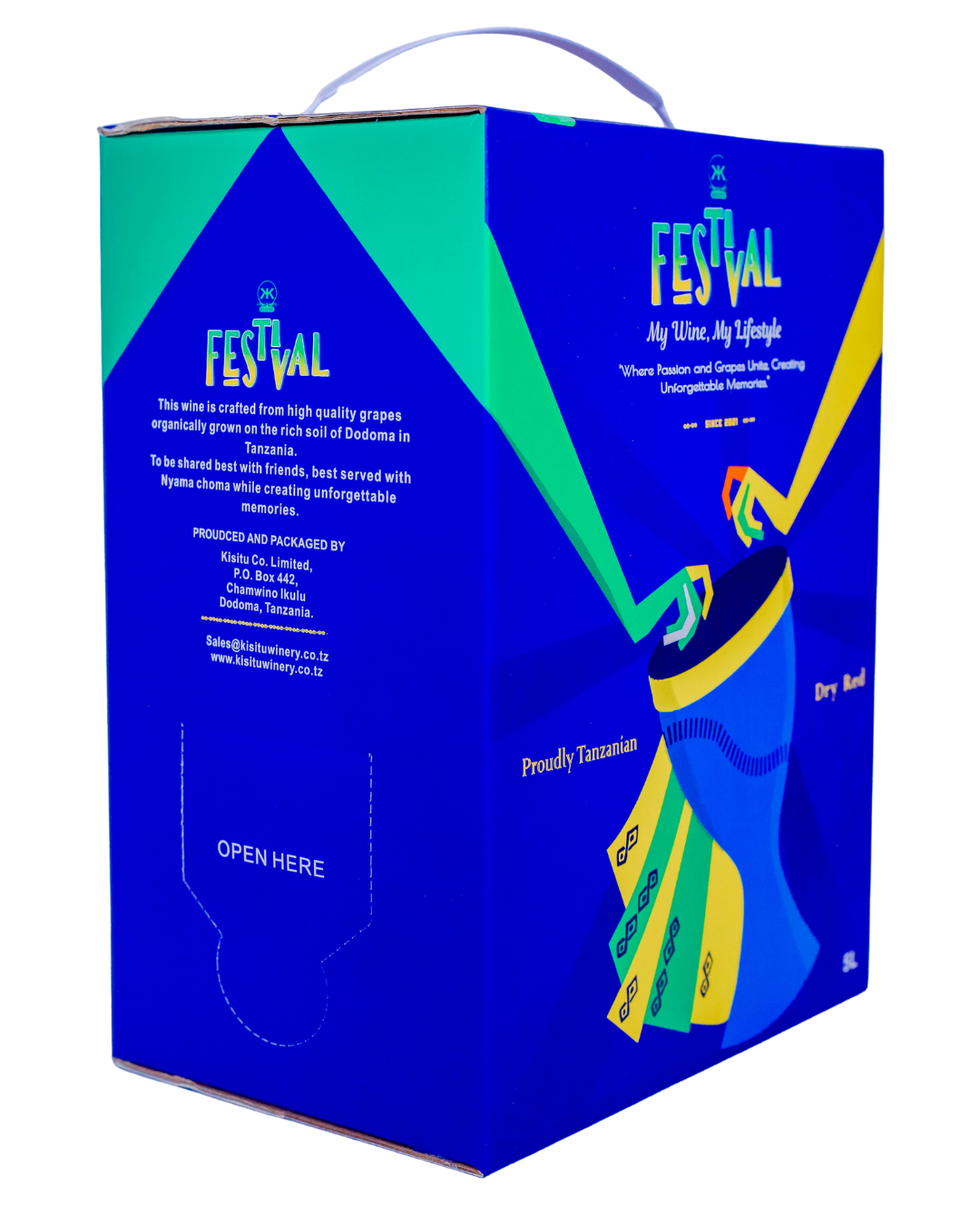 Kisitu Festival wine carton, isolated without a background
