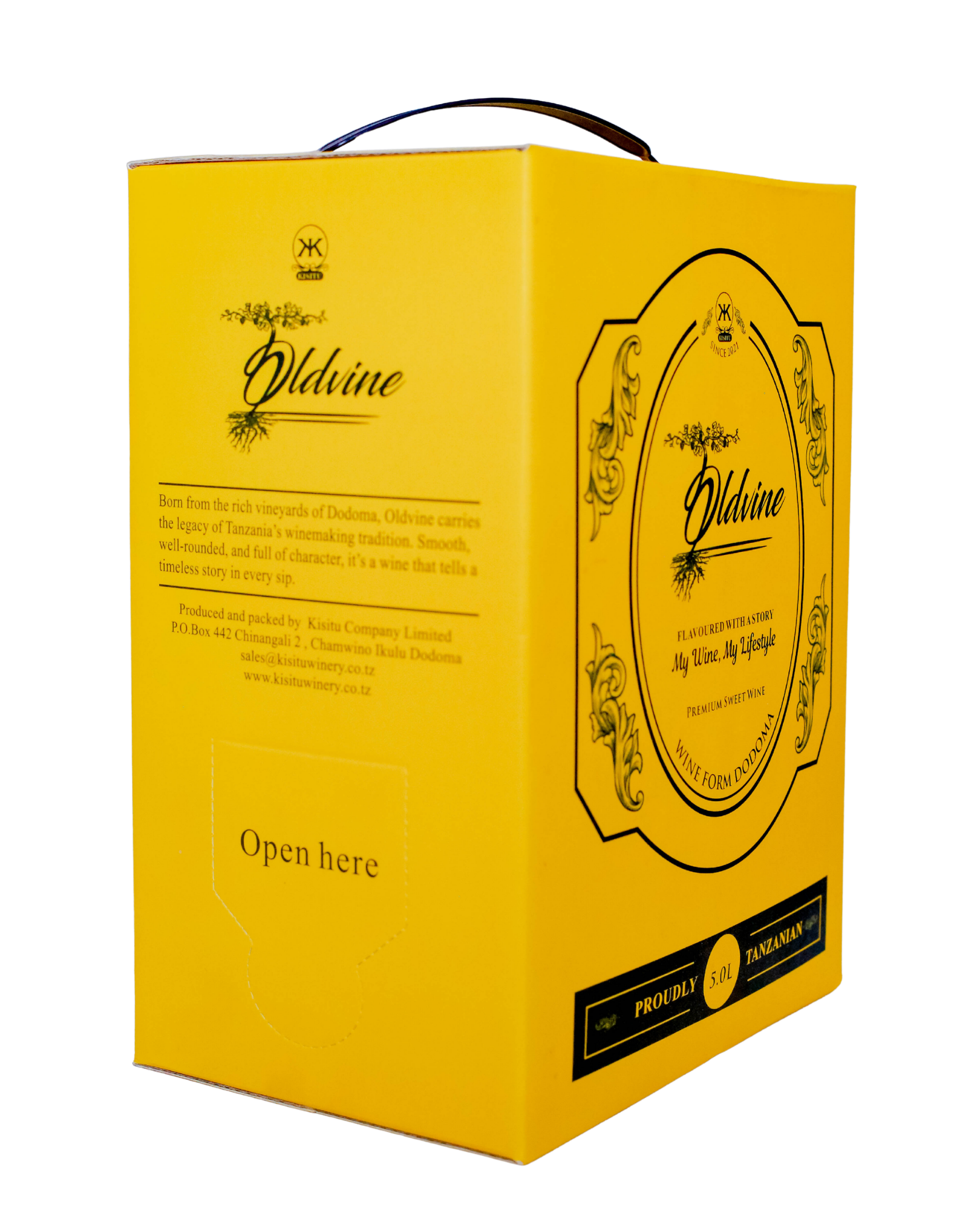 Oldvine premium sweet wine carton, isolated without a background
