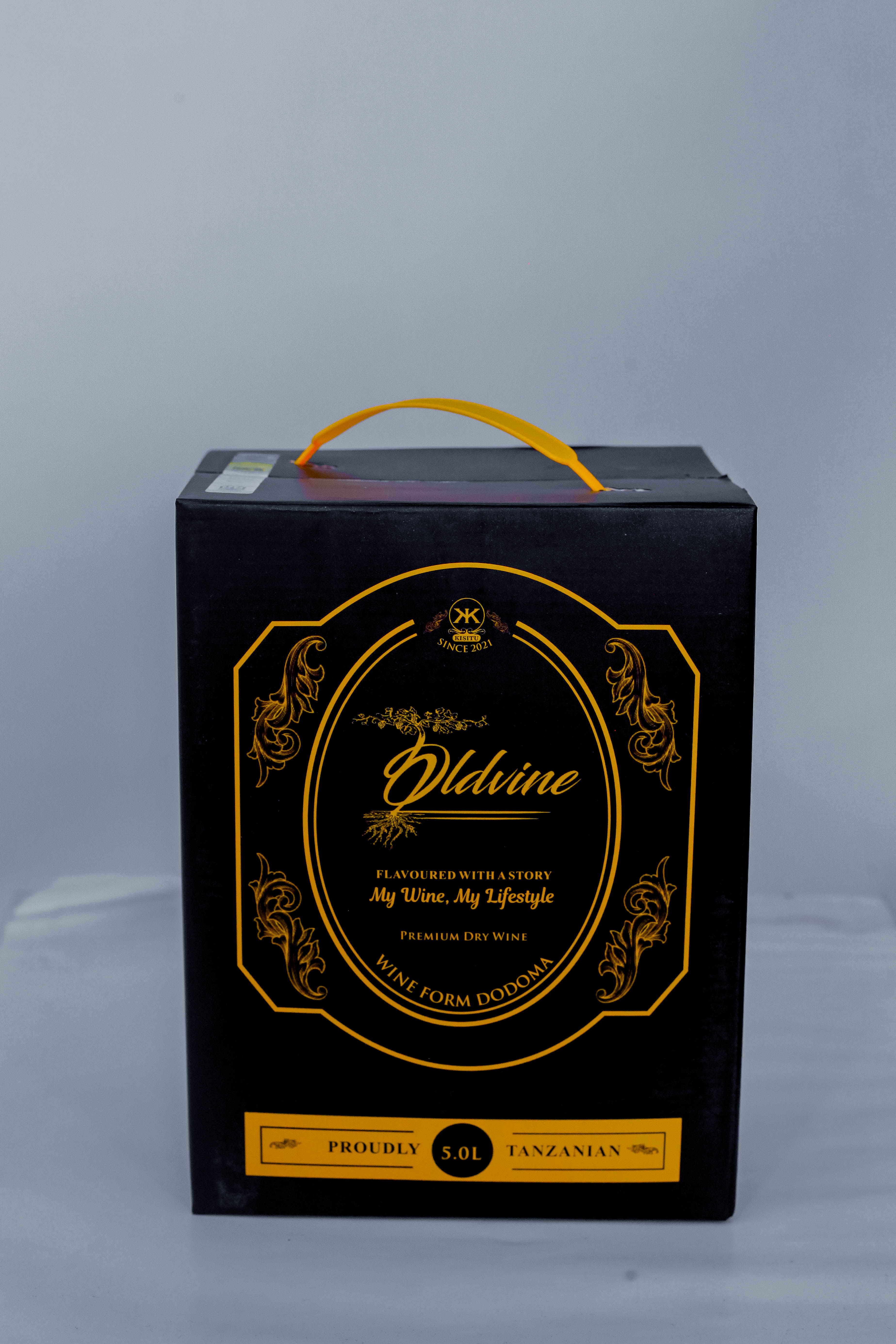 Oldvine Premium Dry Wine package in black and gold